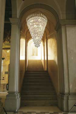 Conical crystal chandelier