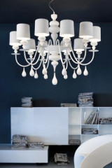 Eva ten lights chandelier in resin and matt white lacquered polyurethane - Chandeliers by Masiero