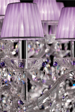 Glass chandelier with chromed metal structure 15 lights