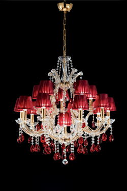 Gold and red chandelier 12 lights - Chandeliers by Masiero