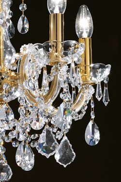 5-light clear crystal and gold-plated-metal chandelier