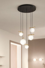 5-light white and gold chandelier Posy - Chandeliers by Masiero