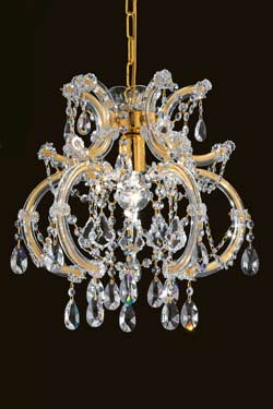 Single-light clear crystal and gold-plated-metal chandelier - Chandeliers by Masiero