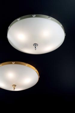 Elegantia Plafonnier en verre blanc finition argent - Plafonnier by Masiero