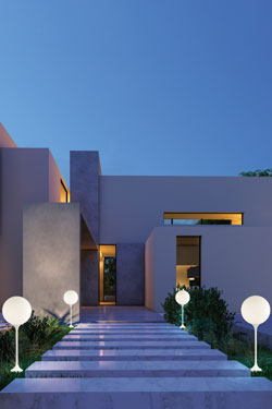 Step light with white ball 20cm Tee recessed  - Exterior path & step lighting by Masiero