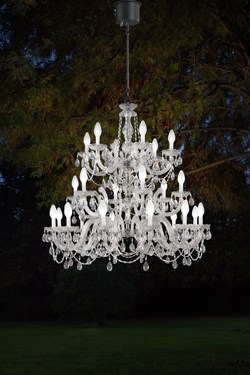 Drylight large Venetian chandelier 24 lights white LED lighting - Exterior pendants by Masiero