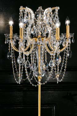 Crystal and gold-plated-metal candelabra standard lamp  - Floor lamps by Masiero
