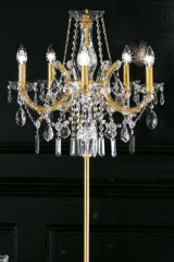 Crystal and gold-plated-metal candelabra standard lamp  - Floor lamps by Masiero
