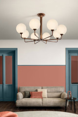 Grand lustre rétro 8 branches en cuivre Tee - Lustre by Masiero