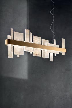 Honicè suspension longue en métal doré et onyx 100cm - Suspension by Masiero