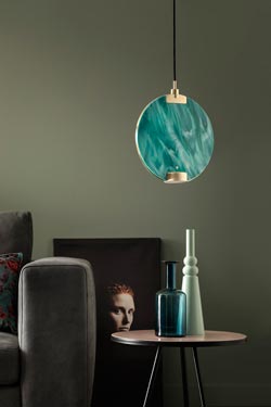 Horo suspension ronde en verre vert