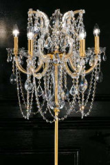 Lampadaire bougeoir cristal et métal doré - Lampadaire by Masiero