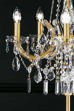 Lampadaire chandelier cristal et métal doré
