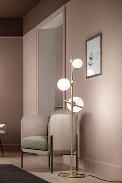 Lampadaire 3 lumières en métal doré Posy