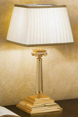 Lampe bronze doré pied carré - Lampe de table by Masiero