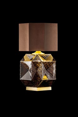 Lampe de table octogonale en verre soufflé moka - Lampe de table by Masiero