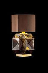 Lampe de table octogonale en verre soufflé moka - Lampe de table by Masiero