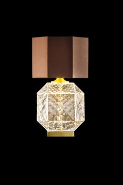Lampe de table octogonale en verre soufflé transparent - Lampe de table by Masiero