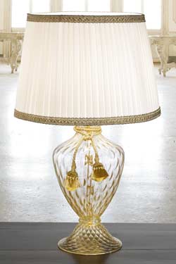 Lampe dorée verre Murano - Lampe de table by Masiero