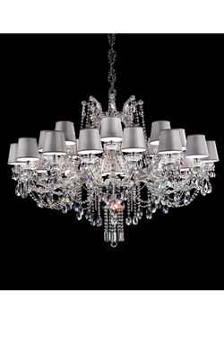 Lustre 24 lumières en métal chromé - Lustre by Masiero