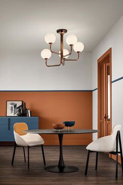 Lustre années 20 5 lumières Tee  - Suspension by Masiero