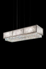 Lustre Art Déco en marbre de carrare et pampilles en cristal taillé - Lustre by Masiero