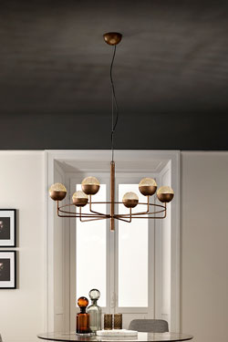 Lustre 6 bras en bronze patiné Iglu - Lustre by Masiero