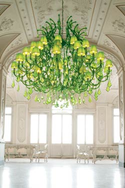 Lustre cristal couleur verte - Lustre by Masiero