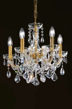 Lustre cristal transparent et métal doré 5 lumières - Lustre by Masiero