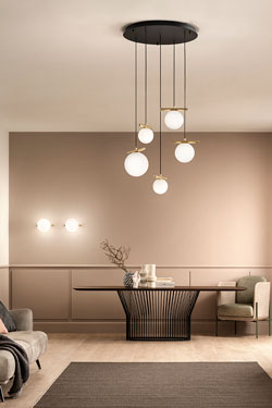 Lustre 5 lumières blanc et doré Posy