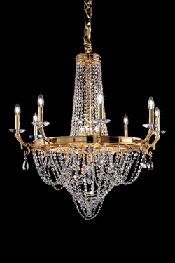 Lustre montgolfière doré et cristal transparent - Lustre by Masiero
