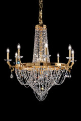 Lustre montgolfière doré et cristal transparent - Lustre by Masiero