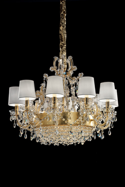Lustre or et blanc 13 lumières - Lustre by Masiero