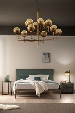 Lustre rétro 12 lumières boules dorées et bronze Iglu - Lustre by Masiero