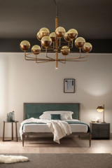 Lustre rétro 12 lumières boules dorées et bronze Iglu - Lustre by Masiero