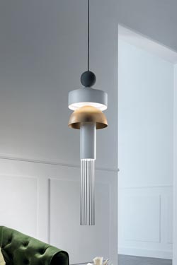 Contemporary gray, white and gold pendant lamp Nappe XL1  - Pendants by Masiero
