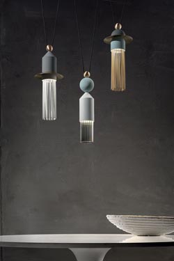 Contemporary style triple pendant painted metal Nappe C3 - Pendants by Masiero