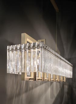 Crek long pendant lamp 14 lights and glass blocks - Pendants by Masiero