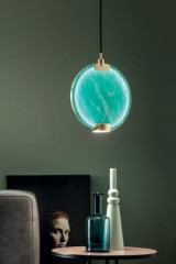 Horo round pendant lamp in green glass - Pendants by Masiero