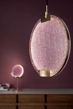 Horo round pendant lamp in pink glass - Pendants by Masiero