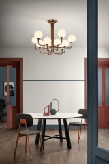 Large 10-light retro golf club style copper chandelier Tee  - Pendants by Masiero