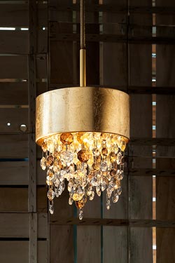 Ola pendant in gold-plated metal with gold leaf - Pendants by Masiero