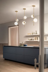 Posy 2-light white ball pendant on rod - Pendants by Masiero