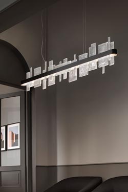 Ribbon pendant lamp black and clear glass 70cm