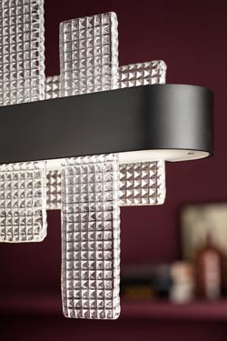 Ribbon pendant lamp black and clear glass 70cm