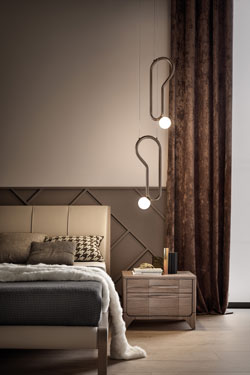Visio chocolate lacquered metal Ear pendant lamp  - Pendants by Masiero