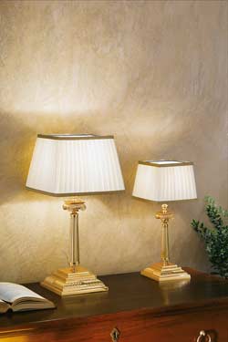 Petite lampe bronze doré pied carré