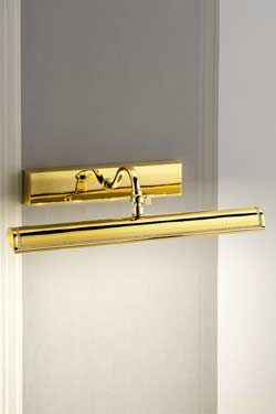 Large flared polished gold-plated LED picture light with grooved classical decoration - Picture lighting by Masiero