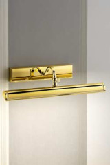 Large flared polished gold-plated LED picture light with grooved classical decoration - Picture lighting by Masiero