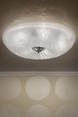 Plafonnier circulaire en verre moulé grenaillé - Plafonnier by Masiero